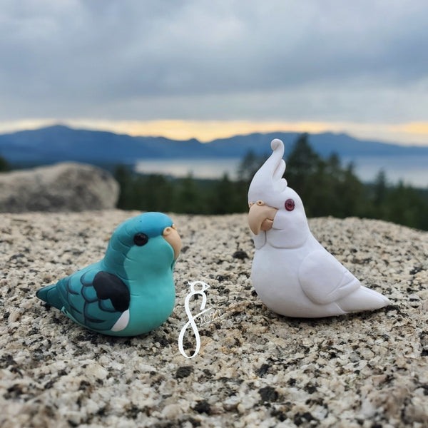 Custom Bird Figurine - 8 Blue Birds