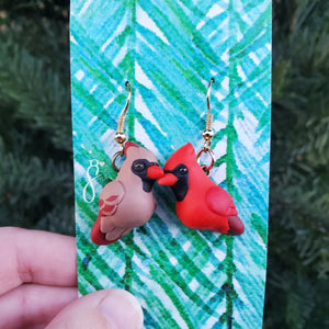 Cardinal Pair Asymmetrical Earrings