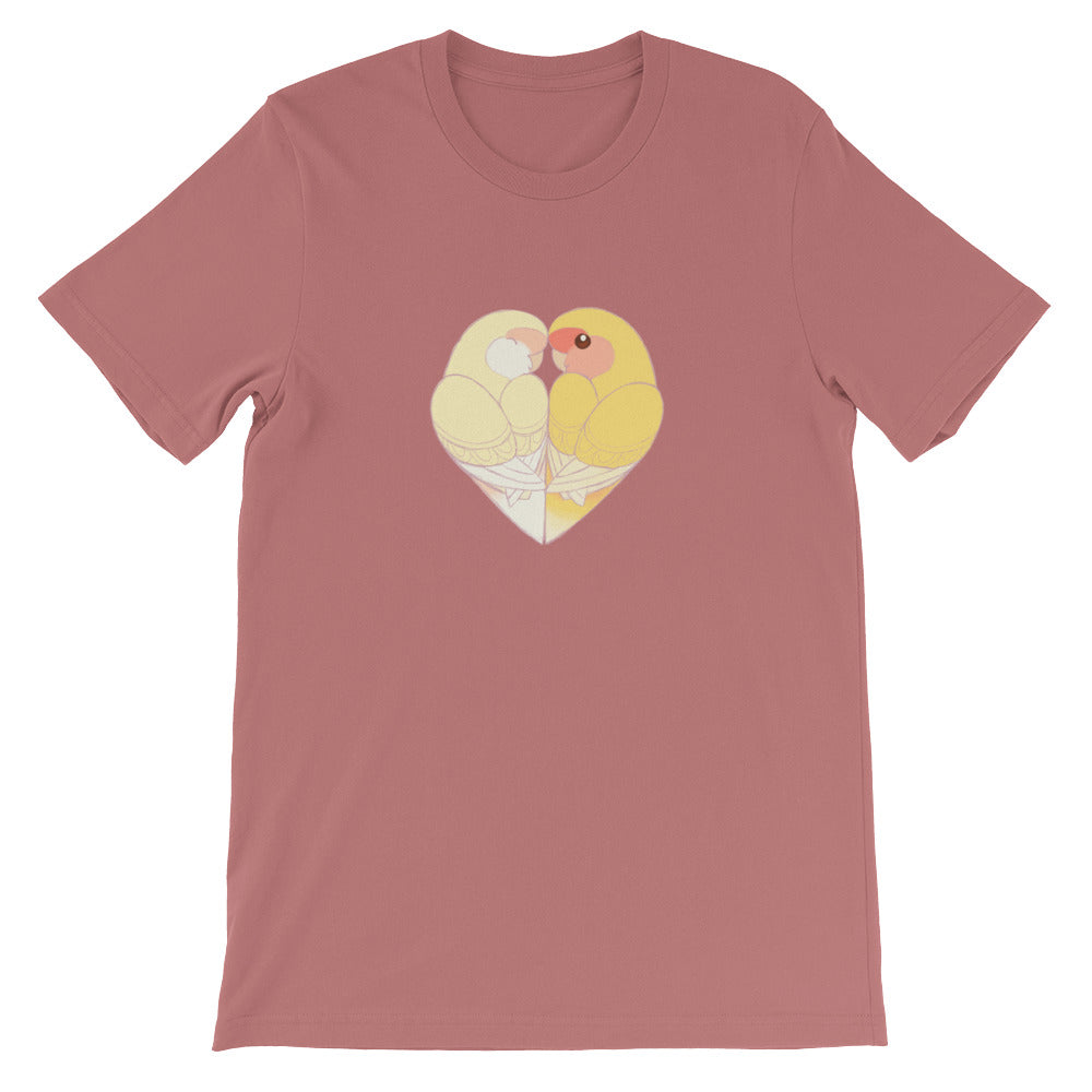 Peach-Faced Lovebird Heart T-Shirt - 8 Blue Birds